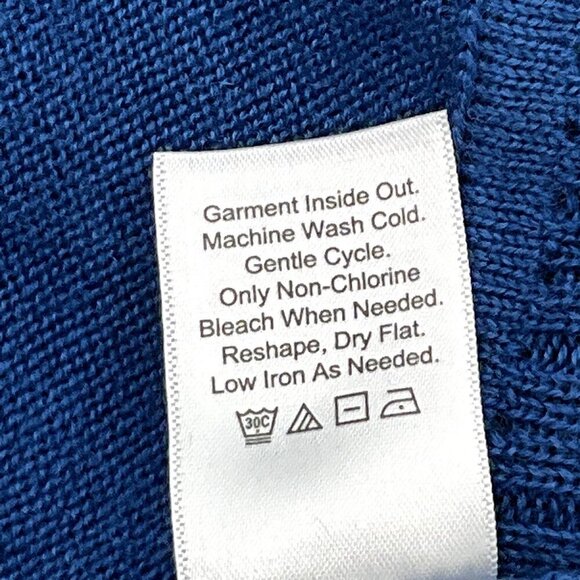 Coldwater Creek Cardigan Women XL Blue‎ Wool Blend Open Front Ribbed Knit - Picture 9 of 13